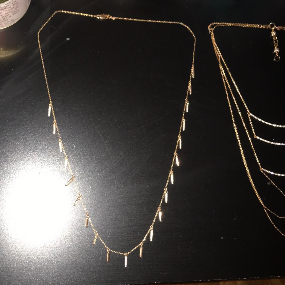 CZ gold dripping necklace henri bendel